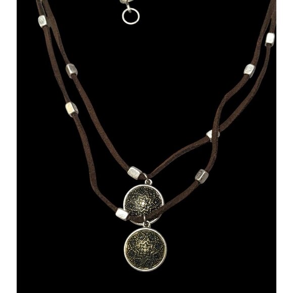 Nine West Vintage America Collection Bohemian Suede And Medallion Necklace - Picture 1 of 10